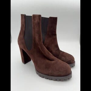 Stuart Weitzman Wenda Suede Bootie Walnut Brown Size 9.5 US